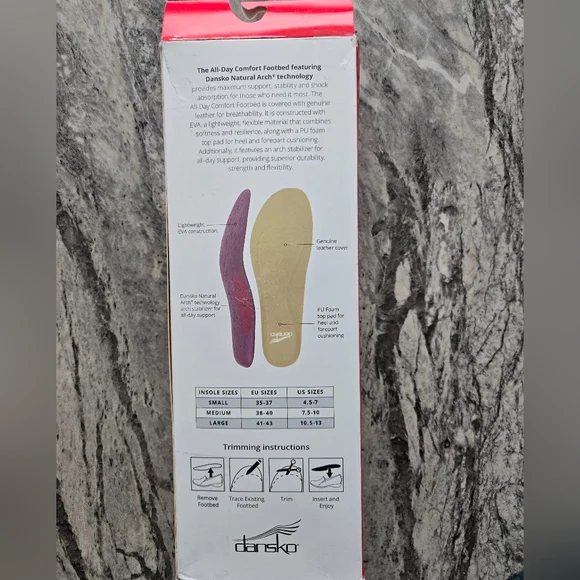 Womens Dansko All-day Comfort Insoles With Trimmable Footbed Size Large (10.5-13 - Picture 2 of 9